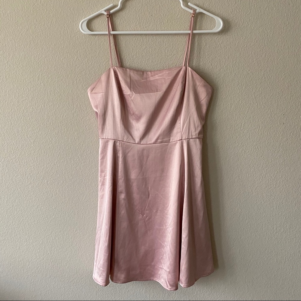 baby pink satin mini dress